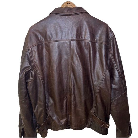 Vintage M. Julian Wilson Heavy Leather Bomber Jacket Dark Brown Distressed XL - Picture 2 of 16